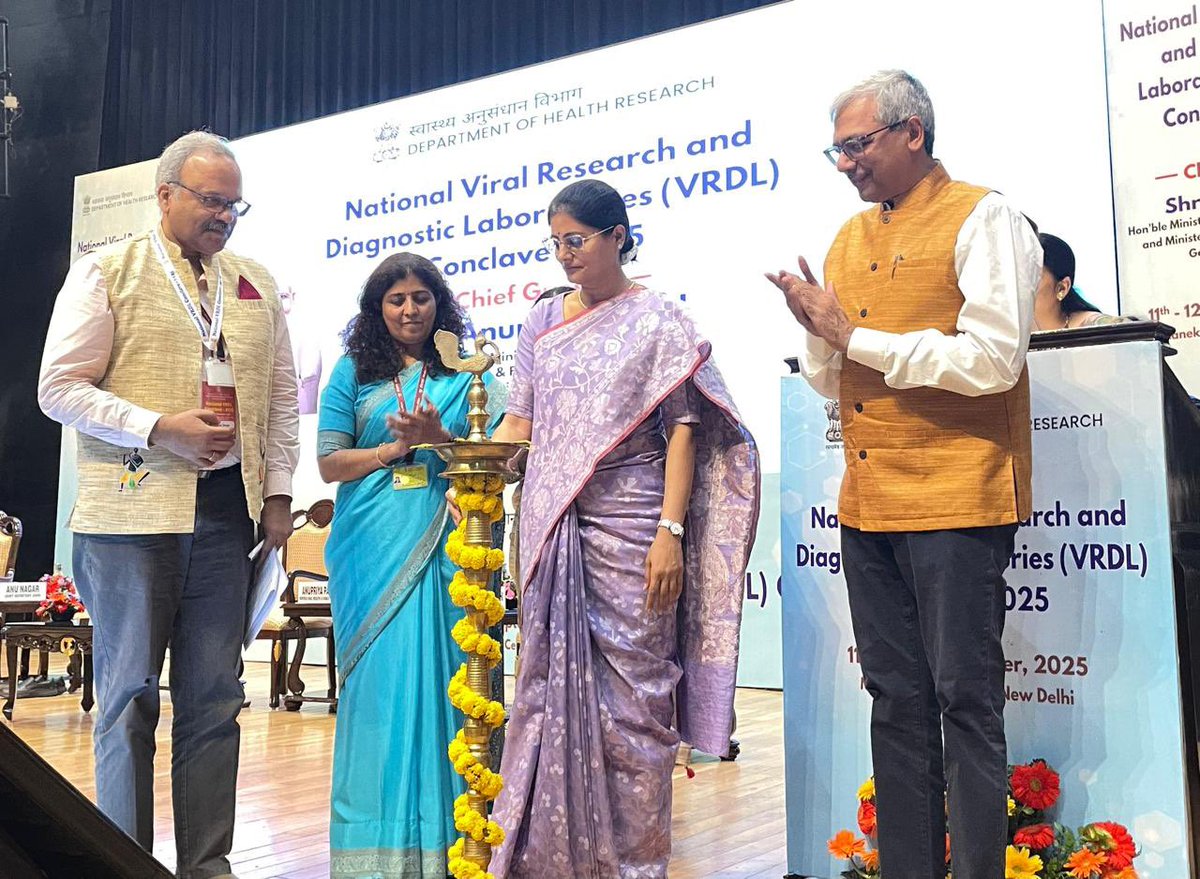 AnupriyaSPatel's tweet photo. Delighted to attend “National Viral Research &amp; Diagnostic Laboratory Conclave-2025” at Manekshaw Centre, New Delhi today.

The 2 day long event showcases India’s advancements in infectious diseases diagnostics &amp; public health preparedness. https://t.co/KFYH58Iv17