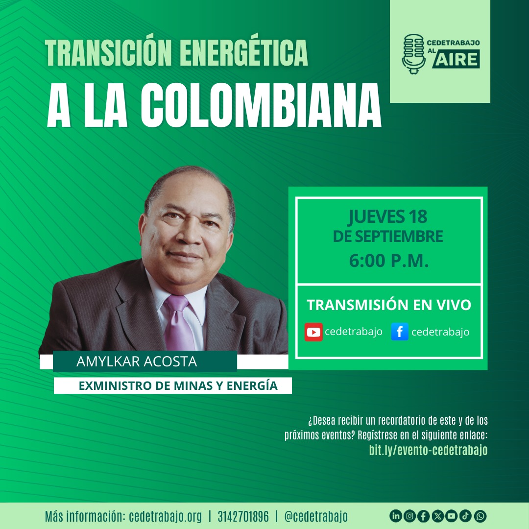 🚨 𝗘𝗩𝗘𝗡𝗧𝗢 | #TransiciónEnergética a la colombiana.
Una conferencia magistral de Amylkar Acosta para profundizar en los retos y oportunidades de la transición energética.

🗓️ Jueves 18 de septiembre.
⏰ 6:00 p. m.
💻 Míralo en youtube.com/watch?v=fyFIe-…

📌 ¡No te lo pierdas!