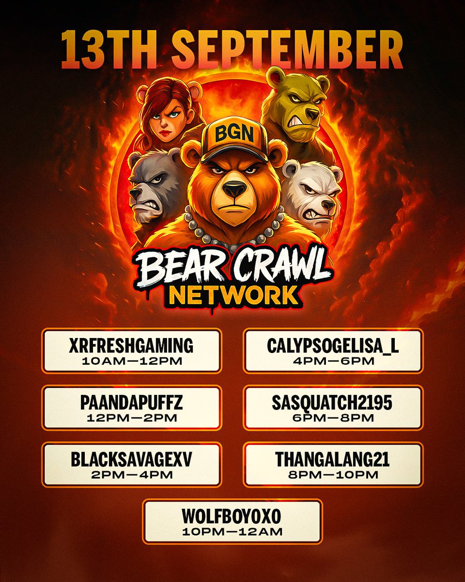 This Friday and Saturday 💪🏾 BGN raid trains 🚂 💨 Tap in 💪🏾 #twitch #bigbgn

<a href="/_iluvmusik_/">🎂 Queen Musik 3/8 👸🏾</a>
<a href="/Mikesworld239/">Mikesworld239</a>
<a href="/calypsogelisa_l/">Gelisa LaMotta</a> 
<a href="/Radd_Rex/">R.A.D.D☢️ Rex🦖</a>