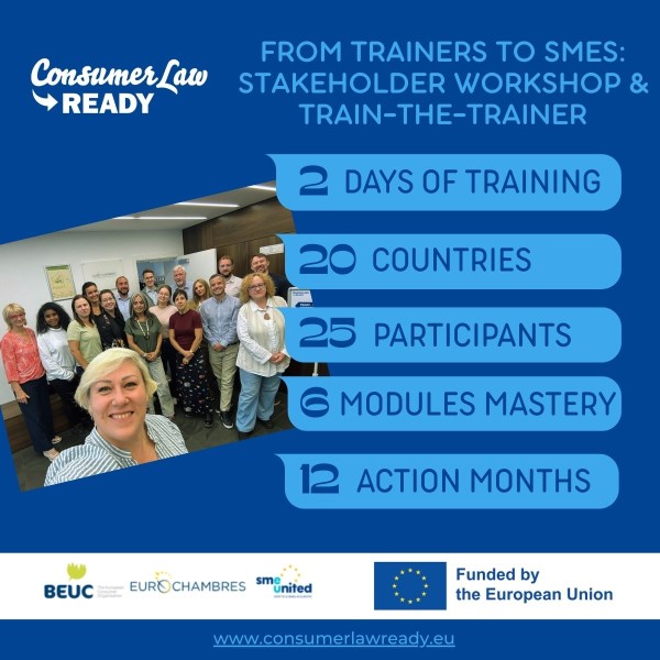 SMEunited's tweet photo. The #ConsumerLawReady team gathered in Brussels for two days of training and collaboration!
Lead trainers from 20 EU countries explored platform obligations, illegal content, and contract transparency, preparing #SMEs for the year ahead.
➡️Learn more: https://t.co/GpfTYveNzN https://t.co/TNqUqjBQyX
