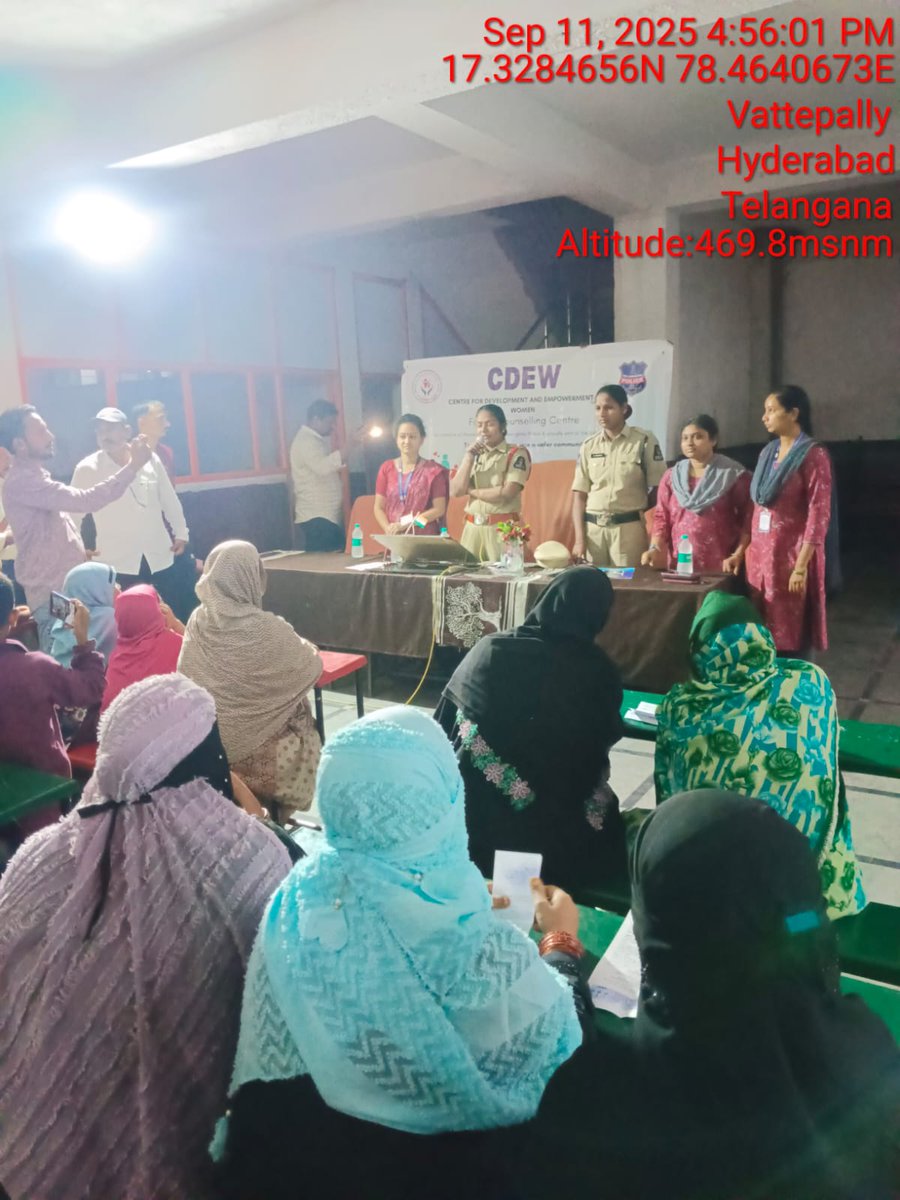 Good evening sir today An awareness program on domestic violence at Centre for Development &amp; Empowerment Women was conducted by  Smt. Md. Haseena, WSI along with staff of PS Falaknuma
