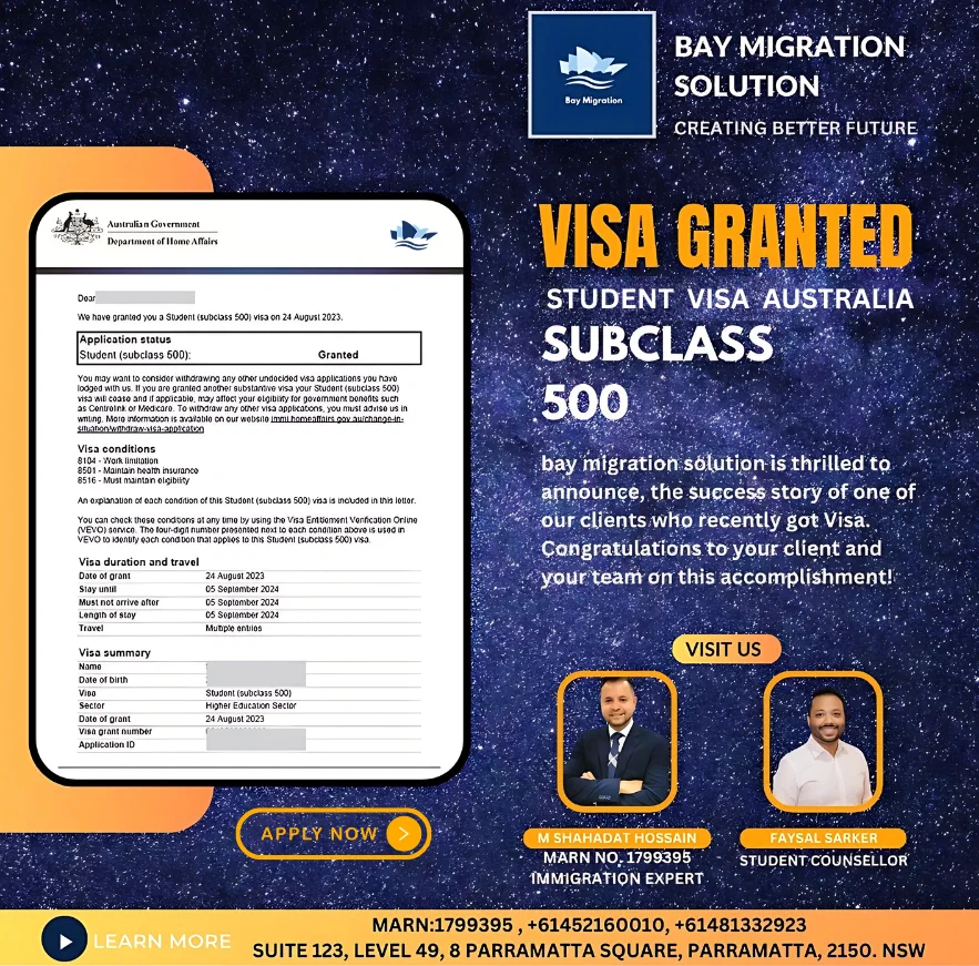 Student Visa Subclass 500 Australia