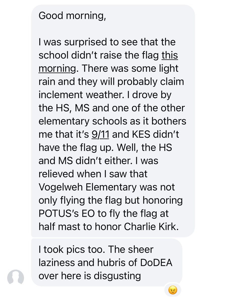 I received this from a parent of a DoDEA student in the Kaiserslautern community in Germany this morning. This was directly after a DoDEA teacher sent me the post about the Ft. Bragg preschool teacher celebrating Charlie Kirk’s assassination and said she has similar coworkers.