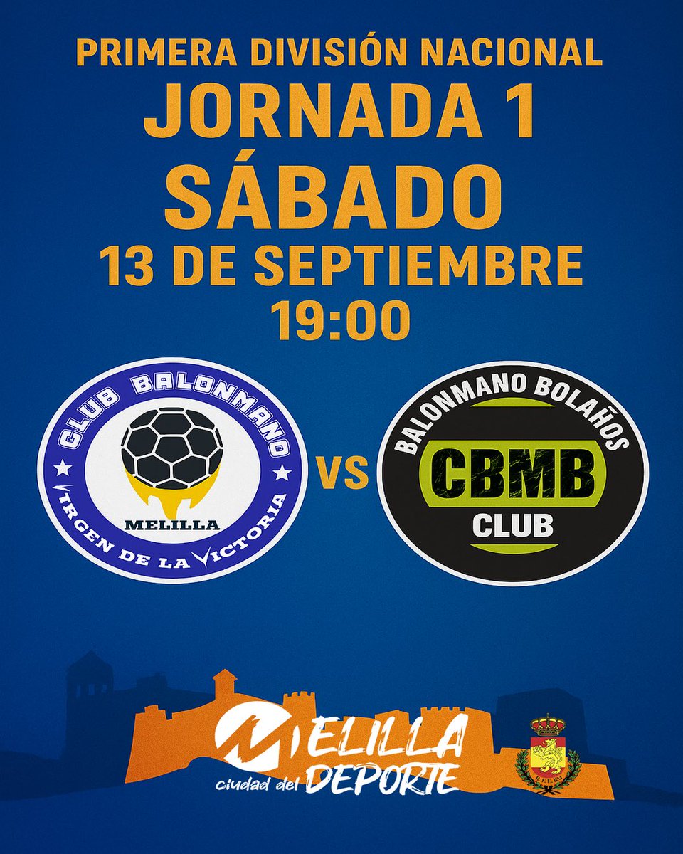 MELILLA CIUDAD DEL DEPORTE BALONMANO VV (@cdvvmelilla) on Twitter photo ๐จDรญa marcado en rojo: comienza la aventura 25/26.
๐๏ธ 13/09
๐ <a href="/CBMB_Official/">Club BM Bolaรฑos</a>
๐ Pabellรณn Lรกzaro Fernรกndez
๐ ๐ช๐ธ19.00h ๐ฆ๐ท14.00h ๐จ๐ด12.00h
ยกOs esperamos!
ยก1,2,3 melillenses! ๐๐ ๐จDรญa marcado en rojo: comienza la aventura 25/26.
๐๏ธ 13/09
๐ <a href="/CBMB_Official/">Club BM Bolaรฑos</a>
๐ Pabellรณn Lรกzaro Fernรกndez
๐ ๐ช๐ธ19.00h ๐ฆ๐ท14.00h ๐จ๐ด12.00h
ยกOs esperamos!
ยก1,2,3 melillenses! ๐๐