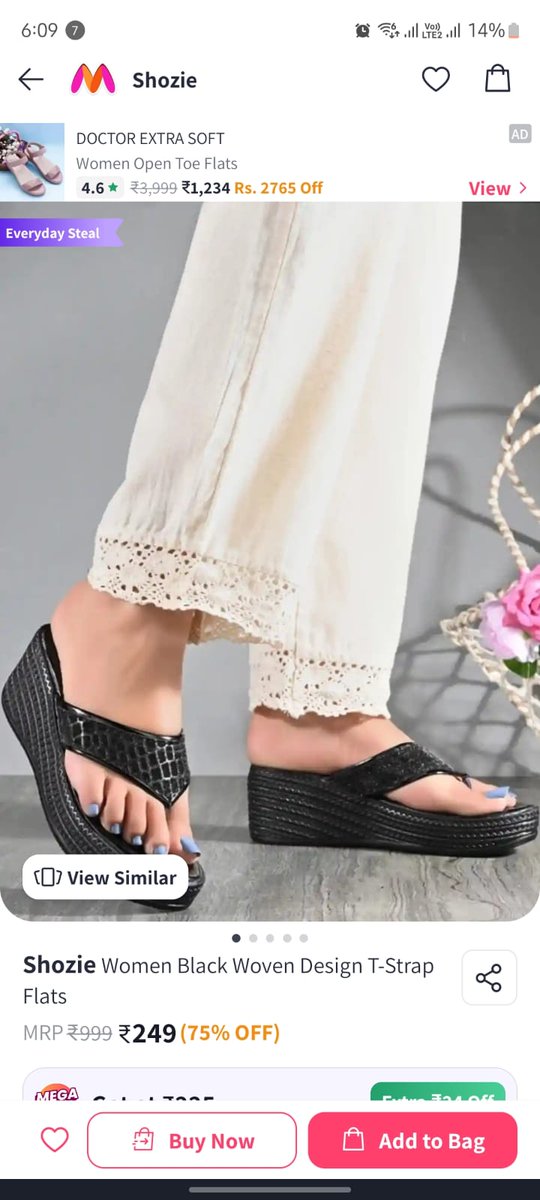 workmode672's tweet photo. Ordered Shozie Women Black Woven Flats from Myntra but received a different color &amp; size instead. Initiated the return more than a week ago, but it’s still “Return in process” with no updates from the team. Please look into this and resolve it ASAP! @myntra @MyntraSupport https://t.co/IQeTLJIYXG