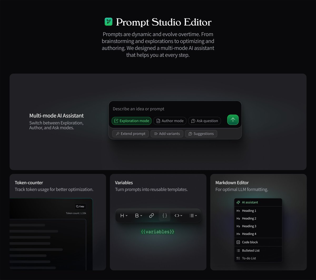 Bento cards for the prompt studio editor.  How many more months of training until AI can replicate these?