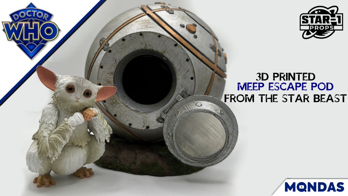 The Meep has crash-landed. 🚀👽

In today's video I'm taking a look at my custom 3D-printed  Meep Escape Pod scaled for the 5.5" action figures by <a href="/CharacterToysUK/">Character Toys</a> and designed by <a href="/Star1Props/">Star-1 Props</a> 

Check out the video &gt; youtu.be/98IPB7_Wyc0

#DoctorWho