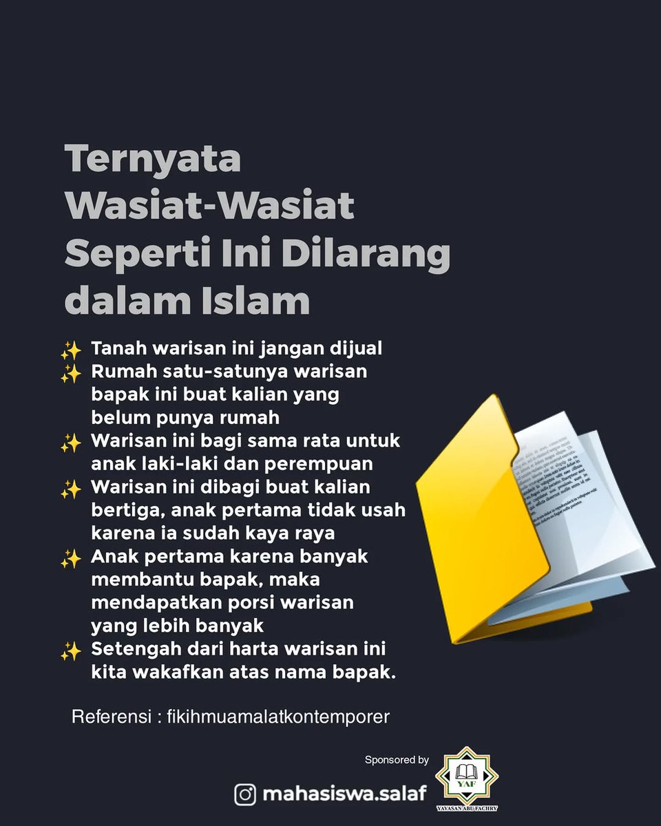 fotodakwah's tweet photo. Wasiat wasiat seperti ini dilarang dalam Islam https://t.co/OYg7mapvUX
