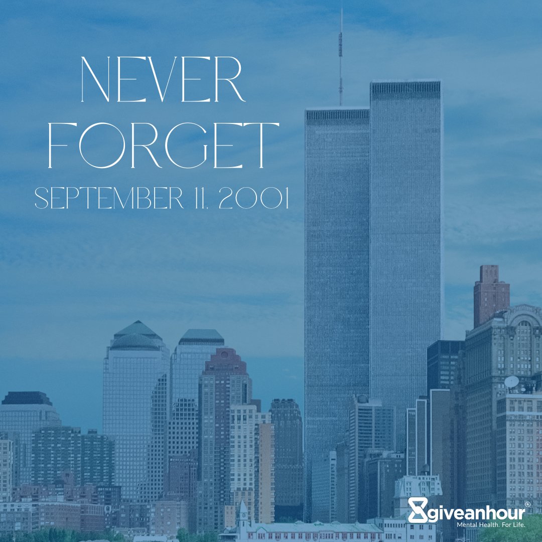 giveanhour's tweet image. Today, we pause in remembrance of September 11, 2001.
🕯️ Never Forget.

If you are carrying the weight of this day, we are here.
🔗 Explore free mental health support: giveanhour.org
#NeverForget #September11 #InRemembrance #GiveAnHour