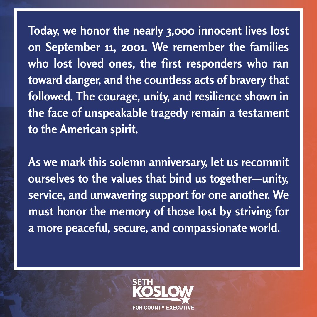 Seth I. Koslow (@koslowfornassau) on Twitter photo We must never forget. We must never forget.