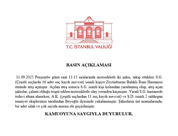 Zeytinburnu Balıklı Rum Hastanesi önünde meydana gelen olay ile ilgili basın açıklamamız...

🔗istanbul.gov.tr/basin-aciklama…