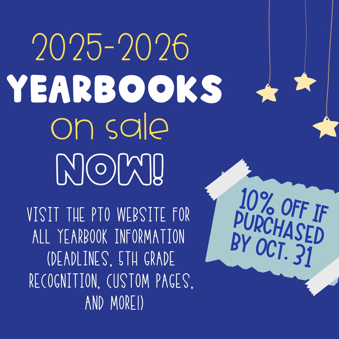 Yearbooks on sale now! Visit wse-pto.org/yearbook to order before October 31st and sae 10%!