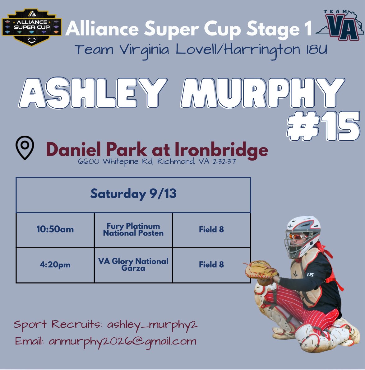 Can’t wait for another weekend on the field with my team! <a href="/team_lovell/">Team Virginia Mizuno -Lovell/Harrington 18U</a> <a href="/jenmlovell11/">Jmlovell</a> <a href="/RoanokeSoftball/">RoanokeSoftball</a> <a href="/CoachMays24/">David Mays</a> <a href="/CALU_softball/">Cal U Softball</a> <a href="/kristinerb4/">Kristin Erb</a> <a href="/CoachMandy13/">Mandy Sansbury🥎</a>