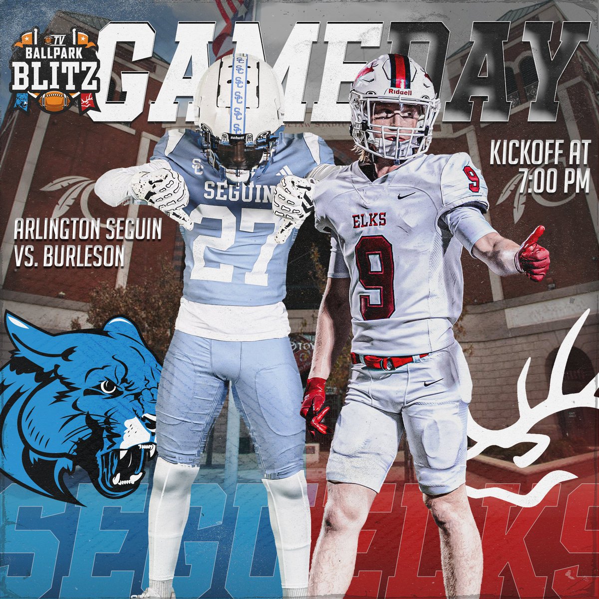 Antler Sports Network (@antler_sn) on Twitter photo We're heading back to <a href="/choctawstadium/">Choctaw Stadium</a> for district opening action!
๐ผ <a href="/SeguinCougarFB/">Seguin Cougar Football ๐๐พ</a> vs ๐ฆ<a href="/BHS_FBrecruits/">Burleson Elk Football</a>
โฐ Pregame at 6:30 PM
๐บ antlersn.tv
๐บ ASN Roku App
<a href="/AISD_ATH/">Arlington ISD Athletics</a> <a href="/BurlesonISD/">BurlesonISD</a> <a href="/GMsportsmedia1/">GM Sports Media</a> <a href="/ArlingtonISD/">Arlington ISD</a> <a href="/JuanSeguinHS/">Juan Seguin HS</a> We're heading back to <a href="/choctawstadium/">Choctaw Stadium</a> for district opening action!
๐ผ <a href="/SeguinCougarFB/">Seguin Cougar Football ๐๐พ</a> vs ๐ฆ<a href="/BHS_FBrecruits/">Burleson Elk Football</a>
โฐ Pregame at 6:30 PM
๐บ antlersn.tv
๐บ ASN Roku App
<a href="/AISD_ATH/">Arlington ISD Athletics</a> <a href="/BurlesonISD/">BurlesonISD</a> <a href="/GMsportsmedia1/">GM Sports Media</a> <a href="/ArlingtonISD/">Arlington ISD</a> <a href="/JuanSeguinHS/">Juan Seguin HS</a>