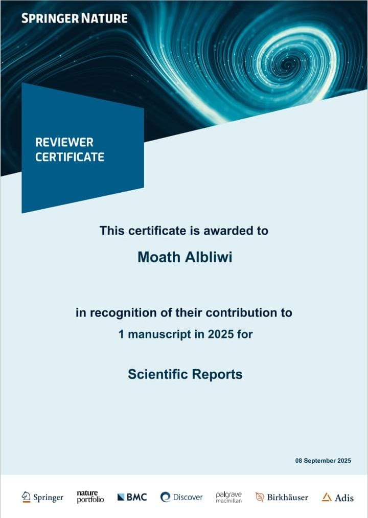 Honored to receive a Reviewer Certificate from Scientific Reports (Springer Nature) for my contribution in 2025. Grateful for the chance to support the peer-review process and advance science in #Hematology #Oncology
#PeerReview #ScientificReports