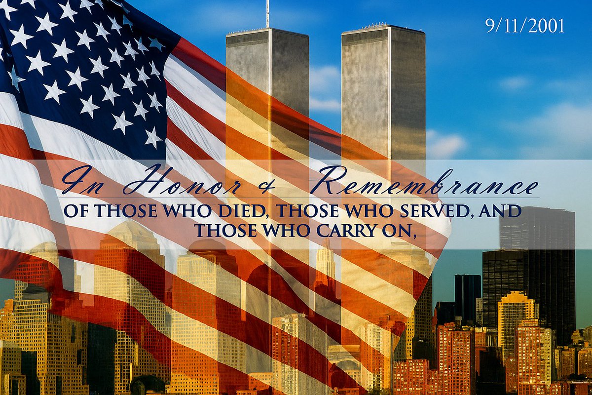 Today, we pause to remember September 11, 2001—a day that forever changed our nation and the world. We honor the innocent lives taken too soon, the families who carry an unimaginable loss, and the brave first responders who ran toward danger with unwavering courage.