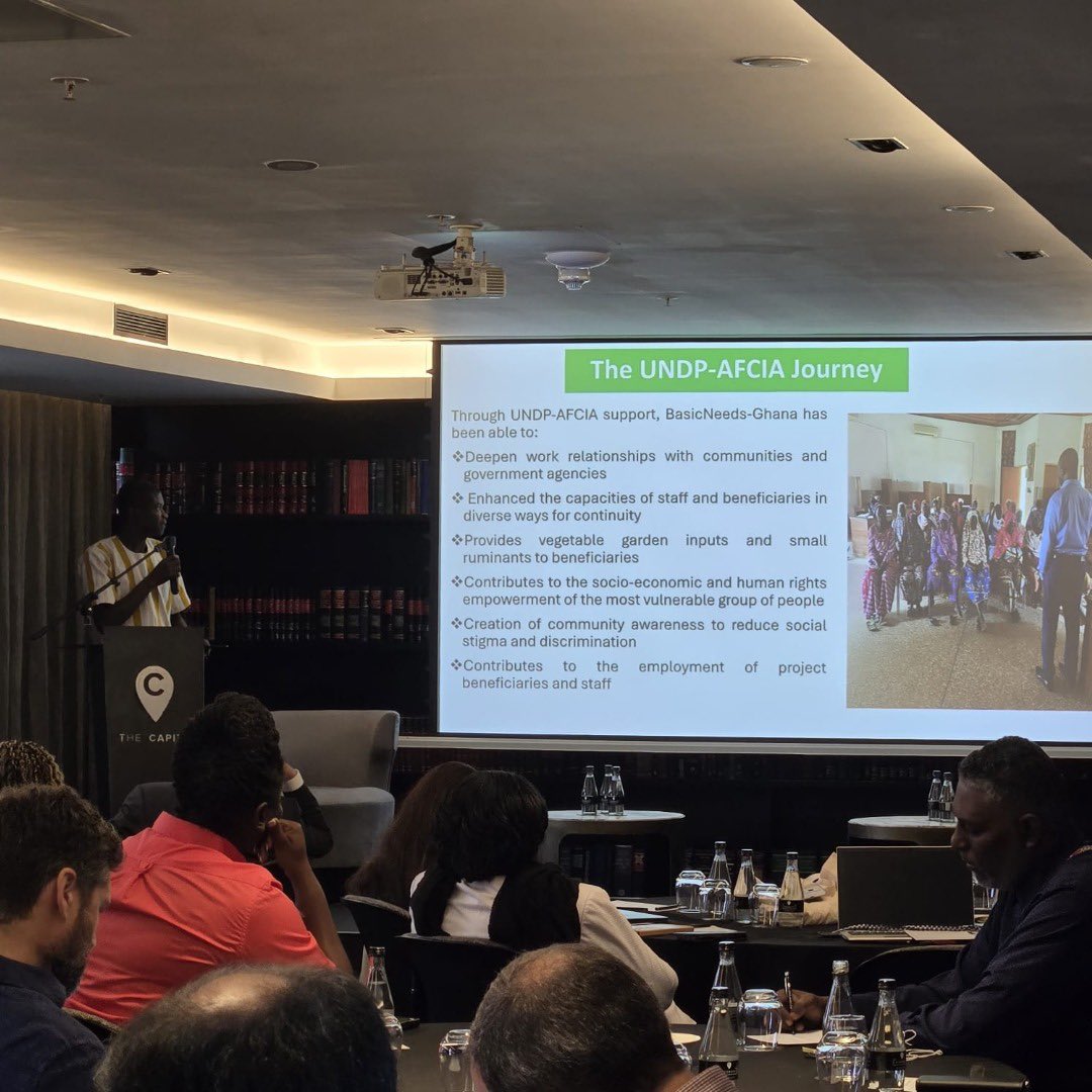 BasicNeedsGh's tweet image. At the #UNDP Adaptation Fund Climate Innovation Accelerator Global Closure Workshop in 🇿🇦, Azuure Stanislaus highlighted stories of resilience, sustainability lessons &amp;amp; community-driven impact. 

He also commended grantees &amp;amp; partners for inspiring practical climate solutions.