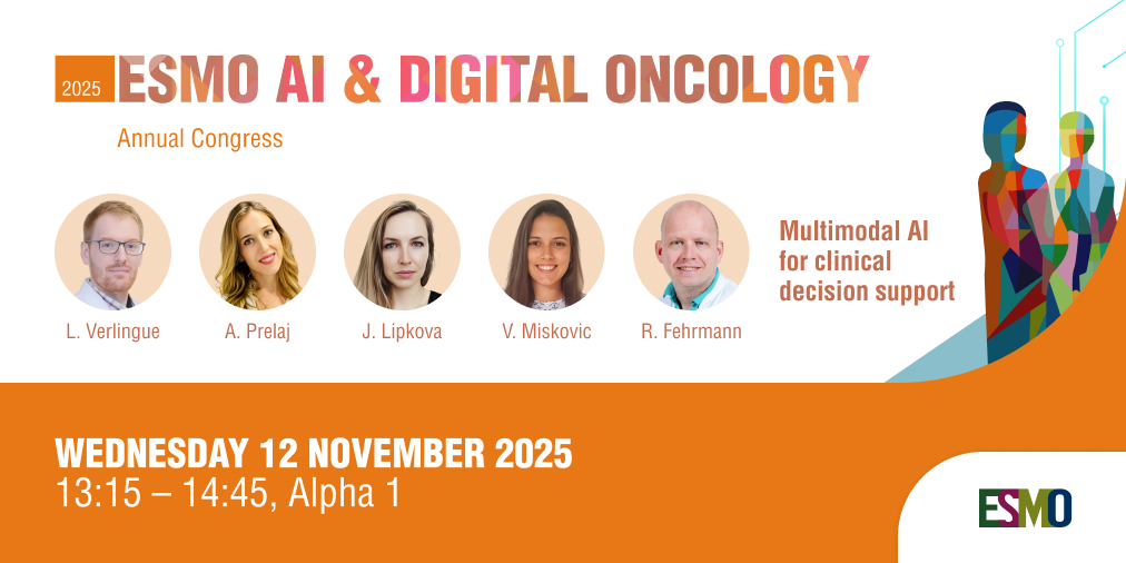 🤖 #ESMOAI25: Your not to miss sessions! Multimodal AI for clinical decision support, featuring discussions about assistants for molecular tumour boards, multimodal integration and more!
Register by 22 October and benefit from advantageous fees #HealthAI

🔗