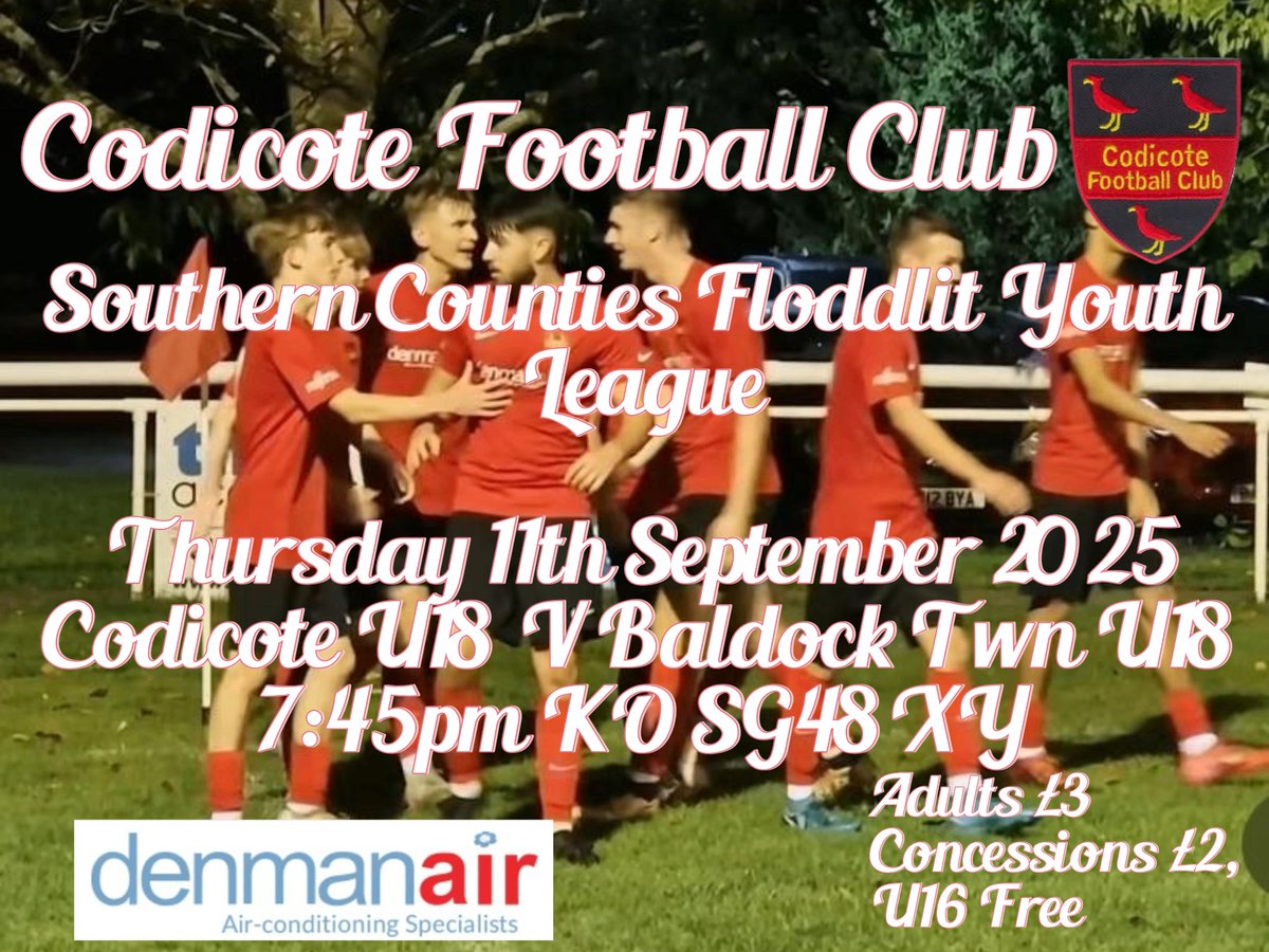 Tonight the U18 take on <a href="/baldocktownfc/">Baldock Town FC</a> <a href="/BaldockTownDev/">Baldock Town FC Development</a> in Southern Counties Floodlit Youth League