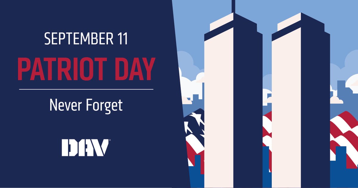 DAVHQ's tweet image. Today on #PatriotDay, we remember and honor those lost on Sept. 11. We also recognize the Post-9/11 veterans who answered our nation's call. As they age and their unique needs grow, we must ensure they receive the care &amp;amp; benefits they've earned.