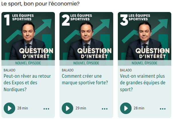 geraldfillion's tweet photo. NOUVEAU | Le sport, bon pour l’économie?

J’ai l’immense plaisir de vous partager la toute nouvelle version du balado Questions d’intérêt! Un format revisité : des miniséries de trois épisodes, que vous pourrez écouter en rafale.

https://t.co/URSuR67BXj https://t.co/YIeuWkd1E4