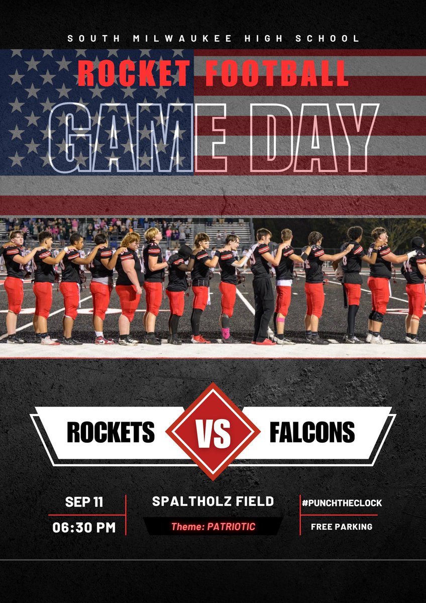 Rocket Football hosts Whitnall tonight!

***KICKOFF IS AT 6:30pm***

Theme: Patriotic

#GoRockets #PunchTheClock 🇺🇸