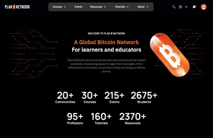 🚀 Discover Plan ₿ Network – your hub for Bitcoin education🌍

From tutorials to live events, we’re empowering learners &amp; educators around the world:

🔸 30+ Courses
🔸 95+ Professors
🔸 20+ Communities
🔸 2370+ Resources
🔸 2675+ Students 

..and growing!📚🧡