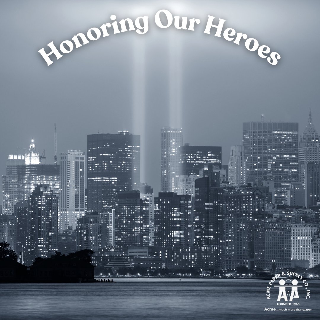 acmepaper's tweet image. Today, we pause to remember the lives lost on September 11, 2001, and honor the courage of the first responders, service members, and everyday heroes who answered the call.
We will never forget.
#September11 #NeverForget