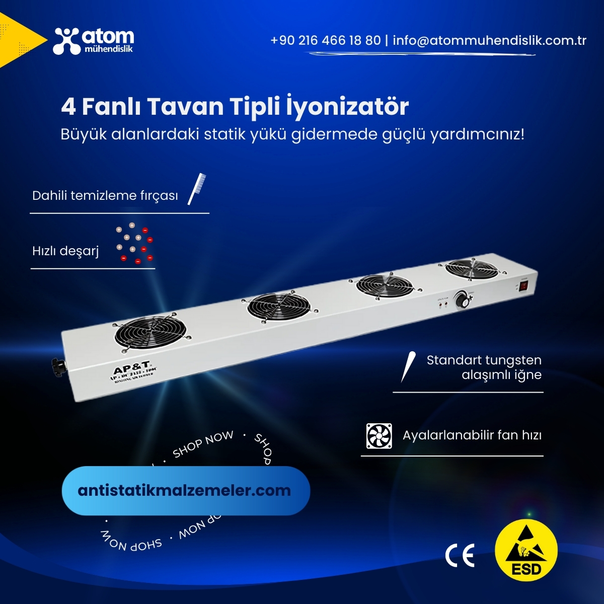 AtomMuhendislik's tweet photo. Üretim hatlarında statik elektriğin yol açtığı sorunları tamamen ortadan kaldırmak harika olmaz mıydı?

4 Fanlı Tavan Tipli İyonizatör ve diğer tüm iyonizatör çeşitleri👉https://t.co/K0MOHJRD4i

#iyonizatör #ionizer #iyonizer #tavantipi https://t.co/vl7qJX3XsB