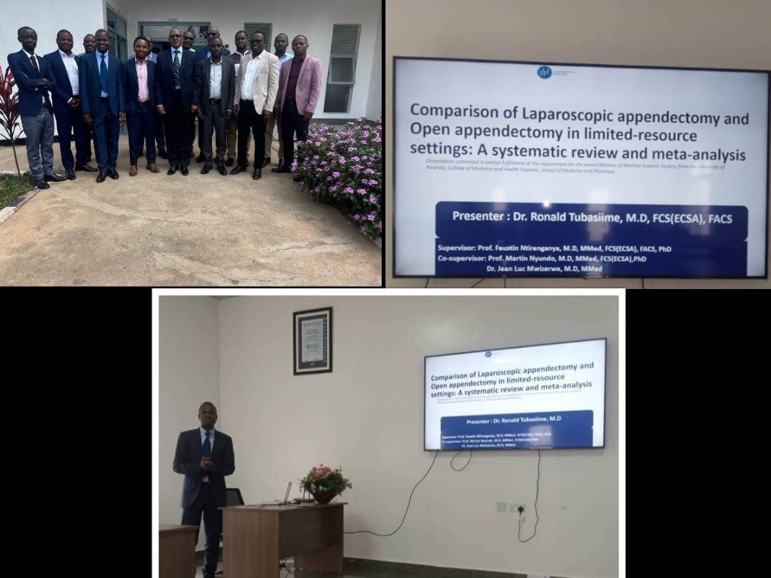 It is an honor for youngest and junior faculty to be a supervisor and examiner for thesis defense in minimal invasive surgery.

Sincere acknowledgement to Prof Faustin <a href="/Fostino21/">Prof. Faustin NTIRENGANYA</a> and Prof Nyundo <a href="/nyumart/">Prof. Martin Nyundo</a> for believing me.