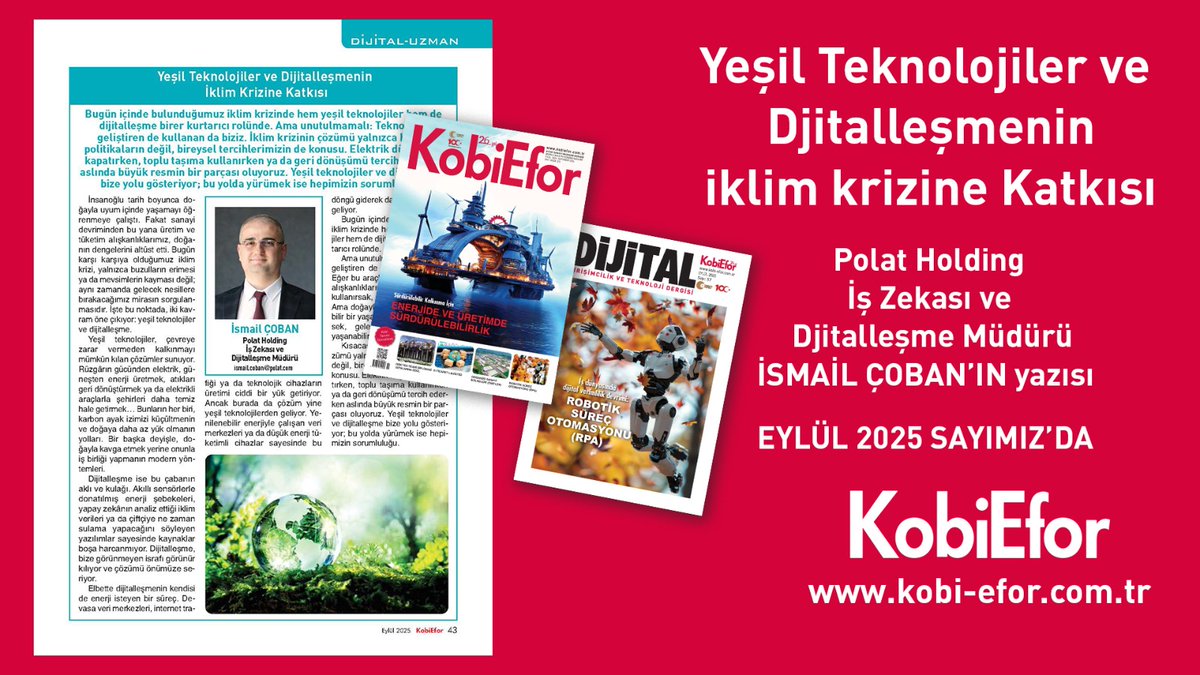 KobiEfor's tweet photo. Yeşil Teknolojiler ve Dijitalleşmenin iklim krizine katkısı https://t.co/oI7icaz4Tf