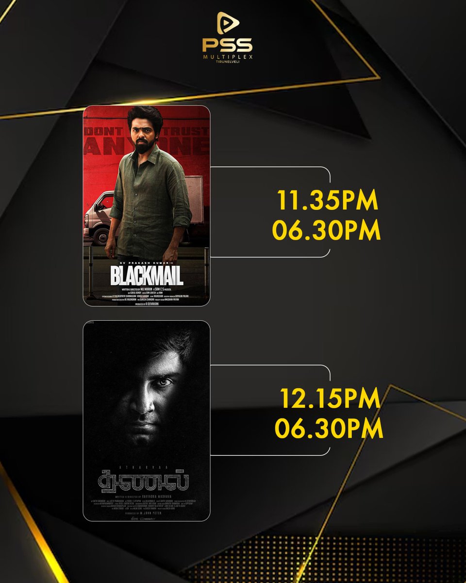 PssMultiplexOff's tweet photo. Show timings for the new releases #Blackmail #demonslayer #mirai &amp; #thanal - Book your tickets now at the box office and online.
#newreleases #bookyourticketsnow #bookingsopennow #fromtomorrow #pssmultiplex #tirunelveli https://t.co/ubFr0MDAuj