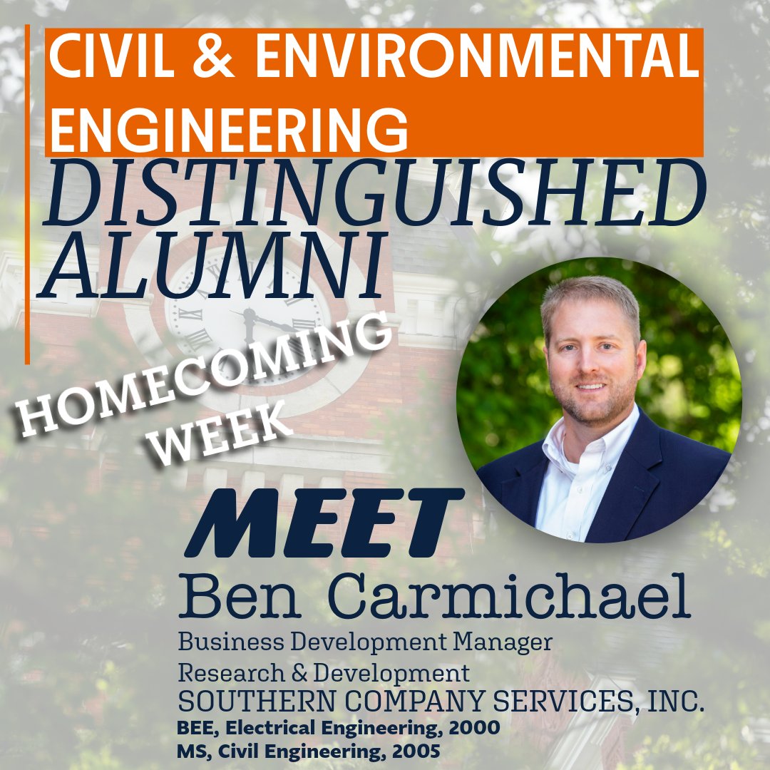 AUCivilEngineer's tweet photo. Ben Carmichael, Business Development Manager for Southern Company Research & Development, develops partnerships and collaborations to demonstrate new energy technologies that can benefit Southern Company's customers and the communities they serve.
#aucivilengineer #BeCivil https://t.co/yoqJQScZzg