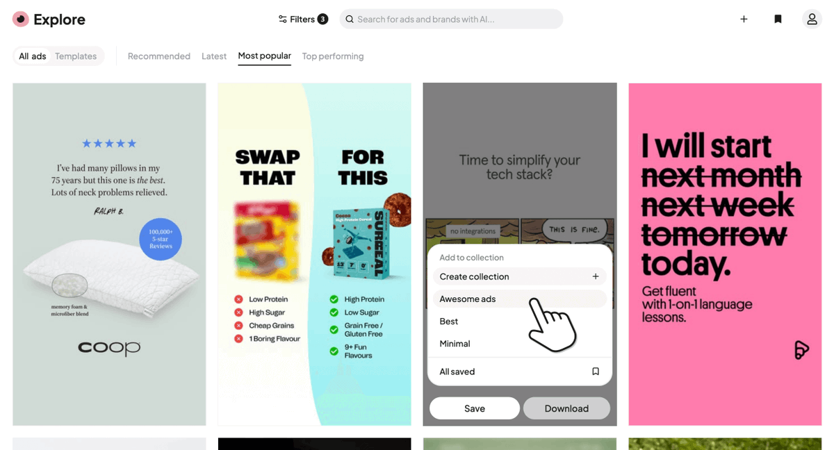 Your saved ads on <a href="/magritteco/">Magritte</a> just got an upgrade ⬆️ ⬆️ ⬆️

We’ve all been there: saving dozens of ads, only to lose track of them later.

That’s why we built Collections.

No more endless scrolling trying to find “that one ad” you saved weeks ago. With Collections, your