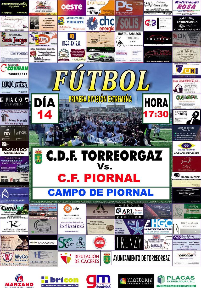 ⚽️⚠️PRIMER PARTIDO DE LIGA ⚠️⚽️

🏆 1ª DIVISIÓN EXTREMEÑA
➡️ 1ª JORNADA DE LIGA
🆚 C.F. PIORNAL
📅 DOMINGO 14/09/2025
⏰ 17:30 H
🏟 CAMPO MUNICIPAL DE PIORNAL

#123Torreorgaz
💚🤍💚🤍💚