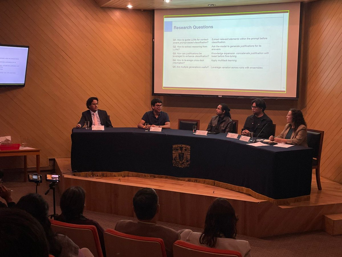 🧑‍🎓¡Participación en el XII Coloquio de Lingüística Computacional el 9 y 10 de sep. en la <a href="/UNAM_MX/">UNAM</a>! presentando cómo LLMs interpretan el lenguaje con enfoque lingüístico. Gracias al <a href="/GIL_UNAM/">Gpo Ing. Lingüística</a> por la invitación🙌y la participación de Ximena, Abigail, Francisco, Isaac y Guillermo.