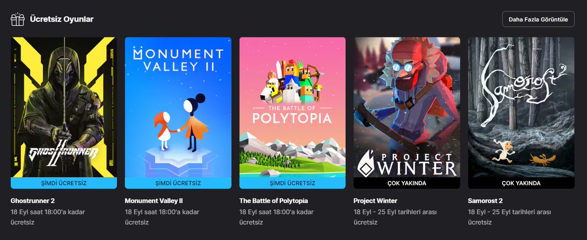Epic Games Store; Ghostrunner 2, Monument Valley II ve The Battle of Polytopia'yı ücretsiz veriyor.