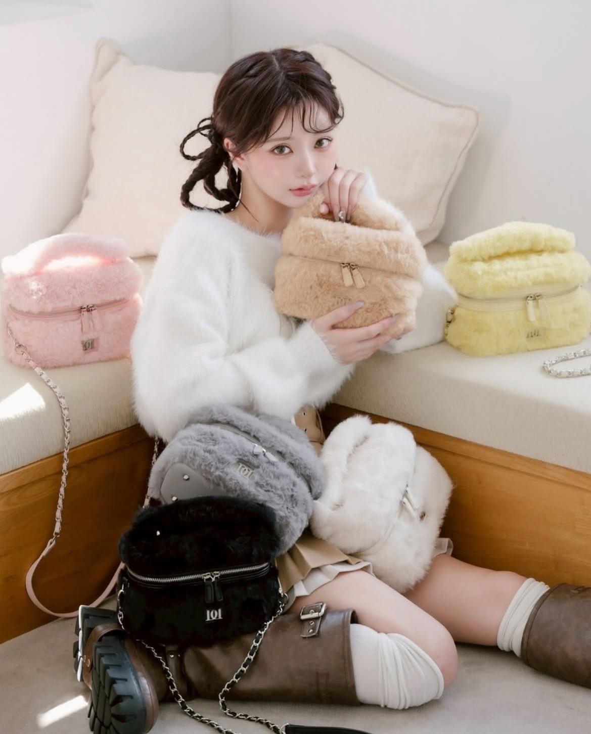 darich ダーリッチ フェイクファーショルダーミニバッグ グレー