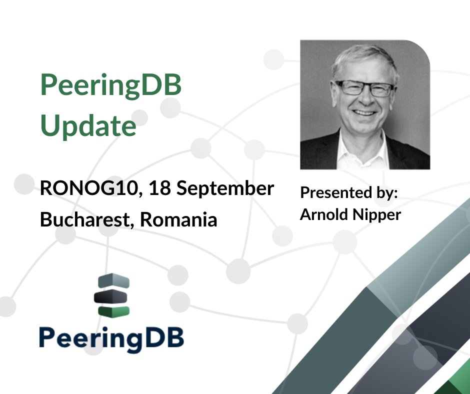 We're at <a href="/RONOG_Romania/">RONOG</a> #ronog10 next week! <a href="/clone42/">Arnold Nipper</a> will give a PeeringDB Update in the afternoon session. Come talk to us!
ronog.ro
#peering #interconnection