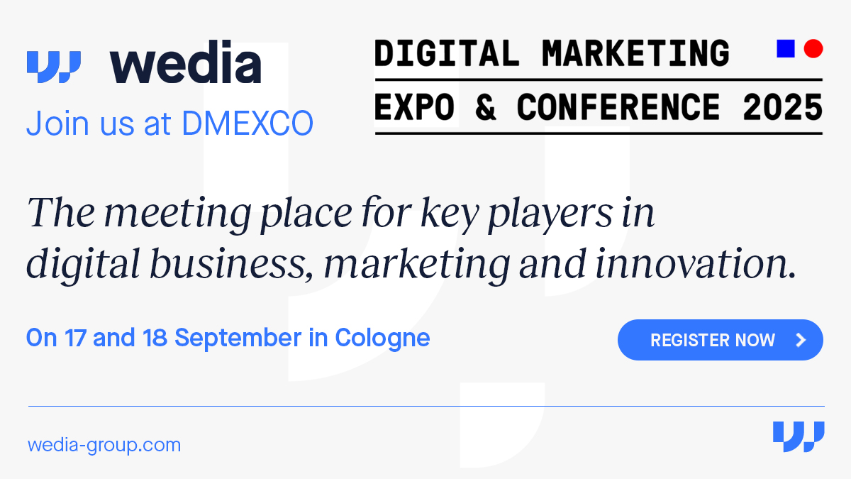 DMEXCO - Digital Marketing Expo &amp; Conference 2025!

In Halle 6.1, Stand D049a, wie Inhalte verwaltet werden, zeigen, wie KI die Zusammenarbeit verändert, und beweisen, dass das DAM von Wedia der Motor für echten Wandel sein kann.

👉 eu1.hubs.ly/H0m-kn_0
#Wedia