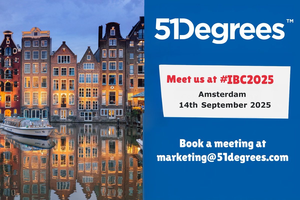 #ibc2025

🚀 Amsterdam is calling. And 51Degrees is answering.

On Sunday, 14th September, James Rosewell will be at #IBC2025 with something new - 

🔍 IP Intelligence – our latest launch 
 
All-in-one insights for your business!

Reach out at marketing@51degrees.com to chat!