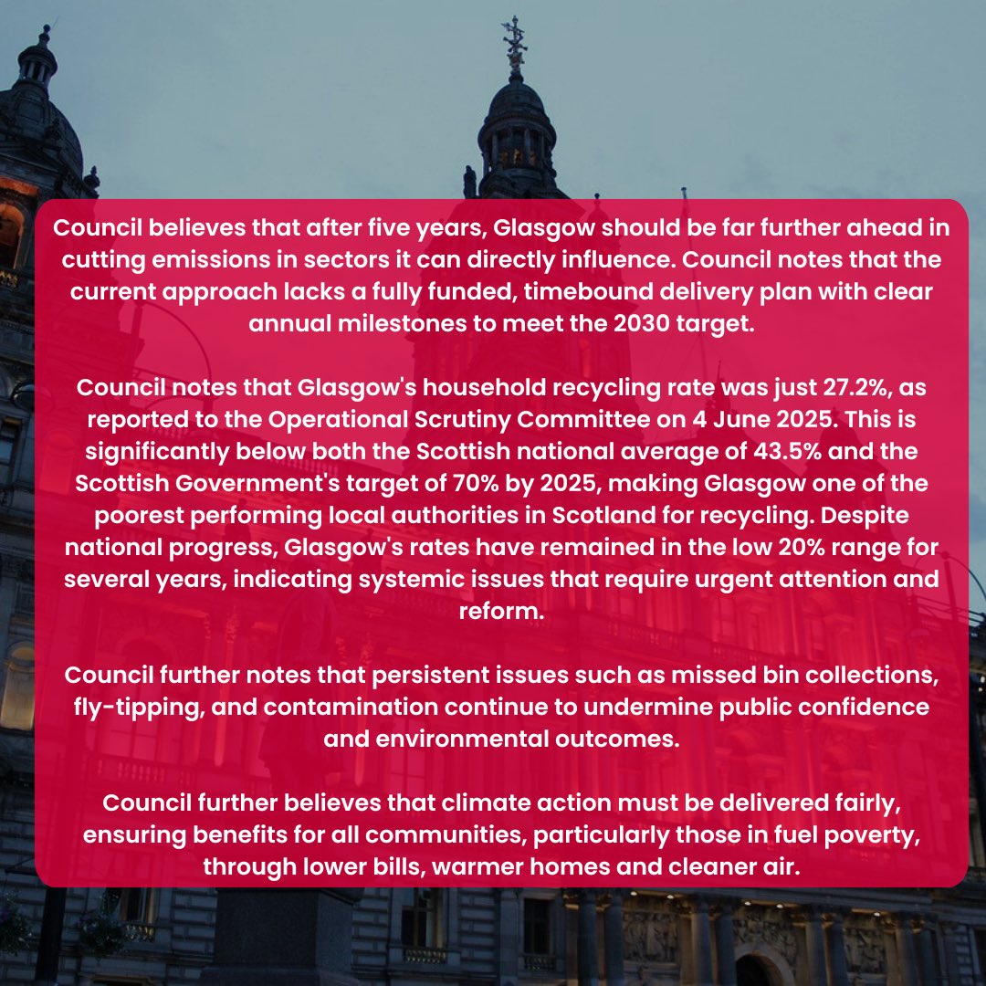 .<a href="/SteveDoc40/">Cllr Stephen Docherty</a> is moving our first motion of the day on Glasgow’s Net Zero target.

Five years after declaring a climate emergency, the SNP administration has no credible, costed plan — and our city is being left behind.