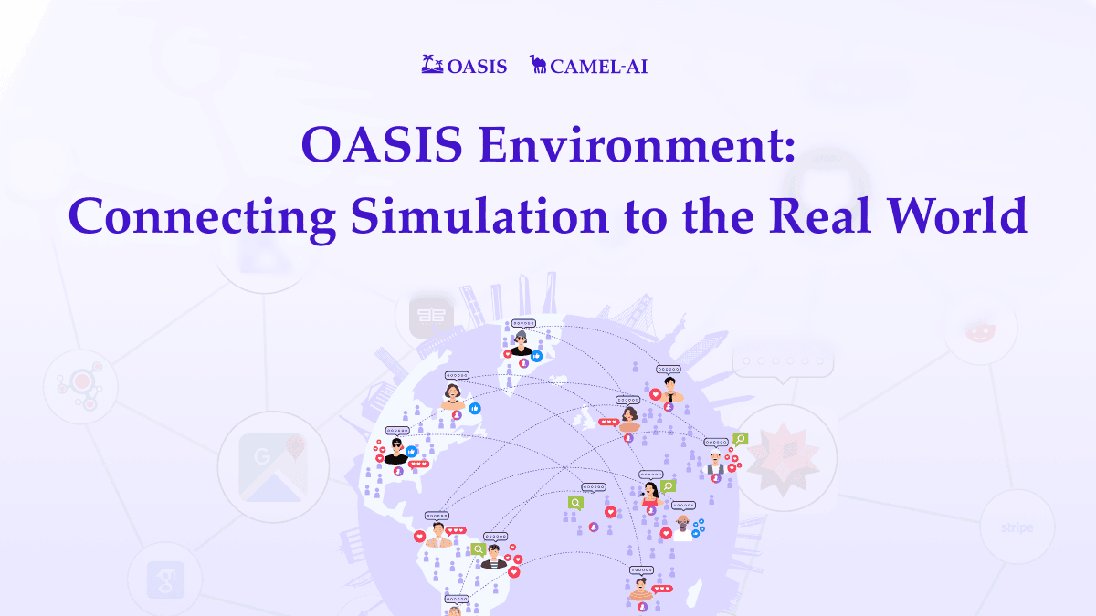 CamelAIOrg's tweet photo. Go beyond the sandbox! We're thrilled to introduce the new 🏝️ OASIS Environment, connecting your multi-agent simulations to the REAL WORLD 🤩

With the new OASIS Environment, you can now:
- Equip agents with dozens of powerful tools like web search, code interpreters, and more, inherited from the CAMEL-AI ecosystem.
- Simulate complex, realistic social dynamics where agents can access and react to live information.
- Build your first real-world-connected simulation in just 3 steps with our new Quick Start guide.

See how we're building the future of social simulation in our latest blog post! 👉 https://t.co/5HOqmdFq9s