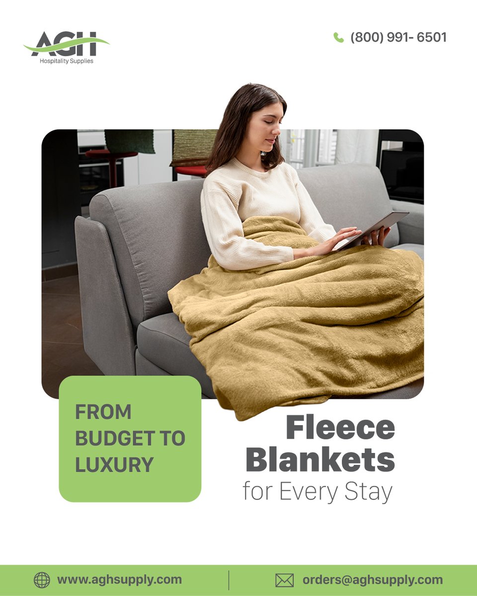 agh_supply's tweet image. Make guest feel at home with AGH Supply’s CozyComfort Fleece Blankets!  
✅Soft • Warm • Durable 
✅Twin, Full, Queen &amp;amp; King sizes 

📞(800) 991-6501 |
📩orders@aghsupply.com 
🔗aghsupply.com/hotel-supplies…

 #AGHSupply #HotelSuppliersUSA #FleeceBlankets
