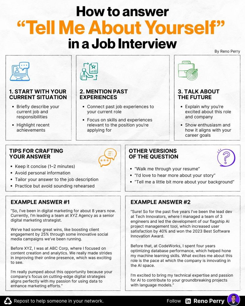 كيف تجيب عن سؤال “حدثني عن نفسك” في مقابلة العمل؟

يُعد سؤال “حدثني عن نفسك” من أكثر الأسئلة شيوعاً في المقابلات ورغم بساطته الظاهرية إلا أنه يحمل وزناً كبيراً في تحديد الانطباع الأول عنك. وللإجابة بشكل مؤثر ومقنع هناك ثلاث خطوات رئيسية يمكنك اتباعها:

1. ابدأ من وضعك الحالي