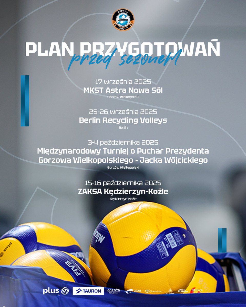Tak wygląda nasz plan przedsezonowych przygotowań 📝

17 września zaczniemy sezon w Arenie, gdzie podejmiemy MKST Astra Nowa Sól w ramach zamkniętego meczu kontrolnego

3-4 października zagramy Turniej o Puchar Prezydenta Gorzowa. Zapiszcie datę w kalendarzach! 📅