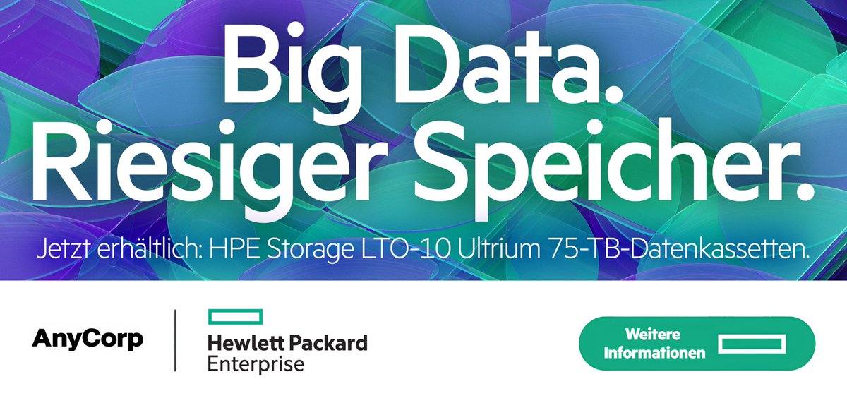 Jetzt erhältlich: HPE Storage LTO-10 Ultrium 75-TB-Kassetten 🚀

Von 200 GB (LTO-1) zu 75 TB (LTO-10) – enorme Kapazität, gleiche Größe. Perfekt für Unternehmen mit großen Datenarchiven.

👉 hpe.com/de/de/storage/…