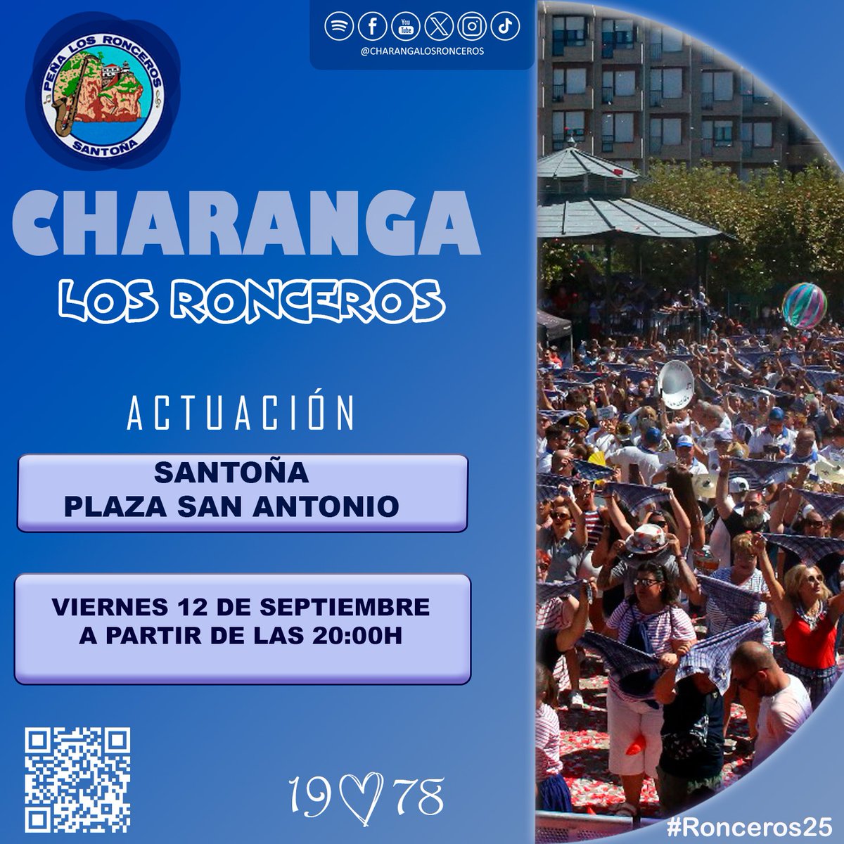 YA NO QUEDA NADA??🕺💃🎺🎷

Mañana viernes estaremos en nuestro pueblo #Santoña, en La Plaza de San Antonio. Así que os queremos ver en primera y animar a topeeee Que no pare la buena música!! 🥁🥁🥁

🗓12 DE SEPTIEMBRE 
🕐A PARTIR DE LAS 20:00H
📍 SANTOÑA, PLAZA DE SAN ANTONIO