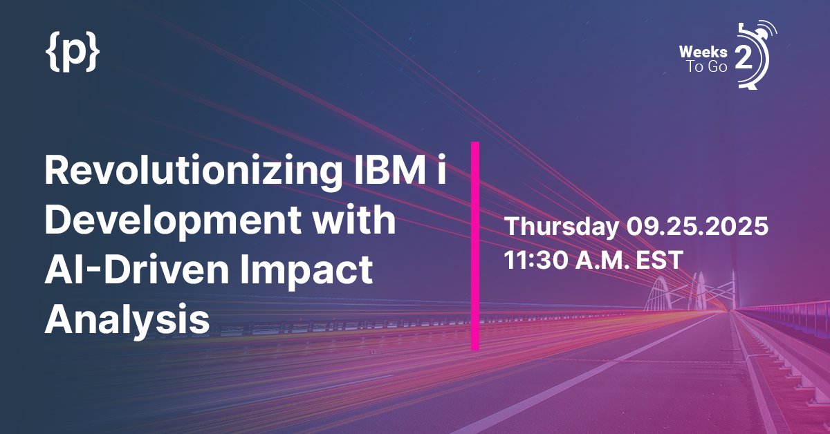 programmersio's tweet image. What if you could automate IBM i change management & impact analysis?
Join IBM i Champion Mike Pavlak in 2 weeks to explore smarter ways to modernize with Impact Analysis (iA).
📅 Register now: programmers-io.zoom.us/webinar/regist…
#IBMi #ImpactAnalysis #IBMiModernization #TechWebinar