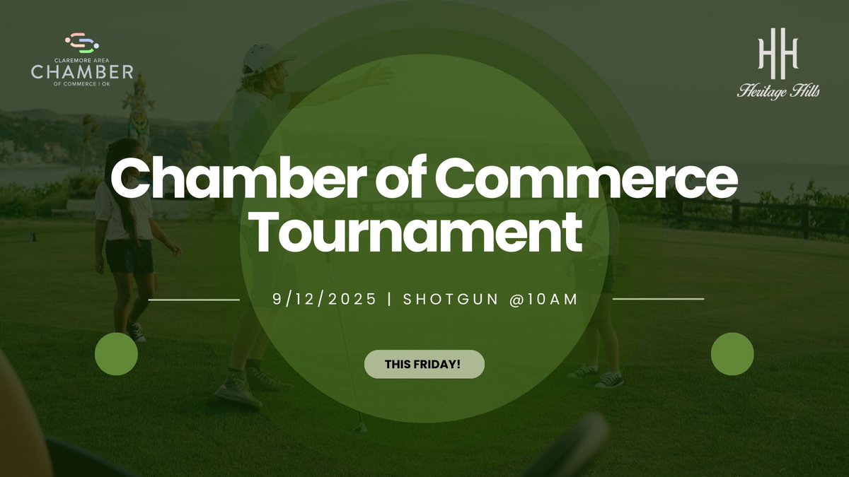 🏌️‍♂️ Don’t forget! The Chamber Golf Tournament is this Friday at Heritage Hills ⛳ Shotgun start at 10 AM, see you on the course!